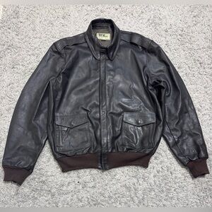 Vintage L.L. Bean Dark Brown A-2 Bomber Leather Jacket